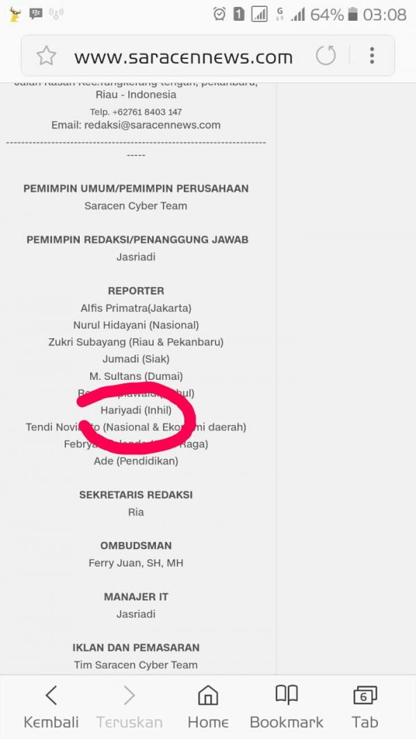 Merasa Dirugikan,   Seorang Wartawan di Inhil Mengaku Namanya Dicatut Saracen