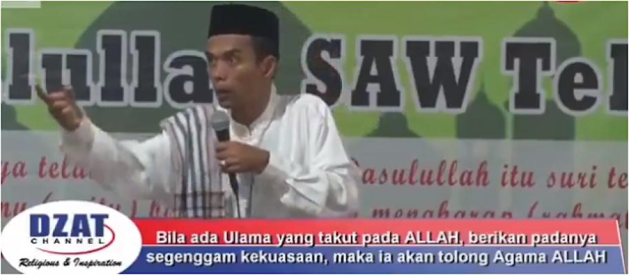 Ceramah UAS: Berikan Segenggam Kekuasaan Ditangan Ulama, Maka Ia Akan Tolong Agama Allah.