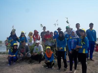 Mahasiswa bersama warga tanam bibit pohon atasi abrasi pantai