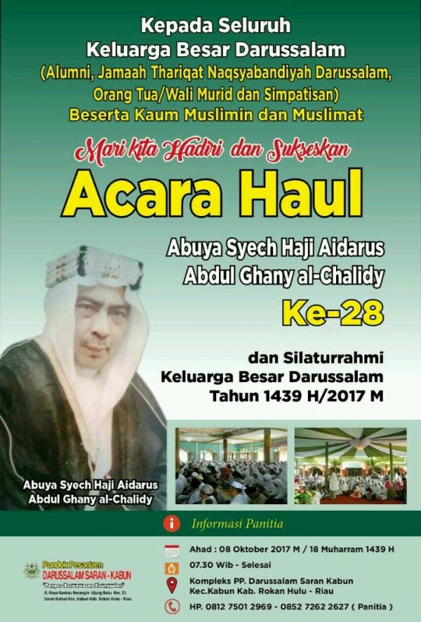 Gubri dan Danrem 031 Wirabima Akan Hadiri Haul Abuya Syec.H.Aidarus Abdul Ghani ke 28
