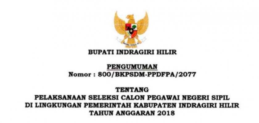 Berikut Tahapan Penerimaan CPNS dan Formasi Jabatan di Lingkungan Pemkab Inhil