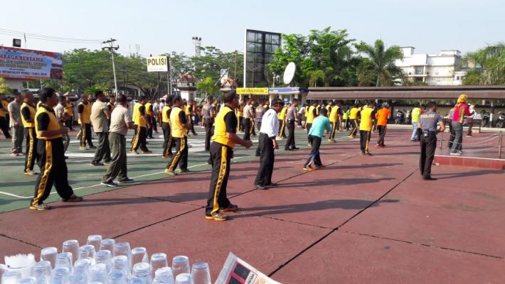 Kapolres Inhil bersama stakeholder mengadakan olah raga bersama
