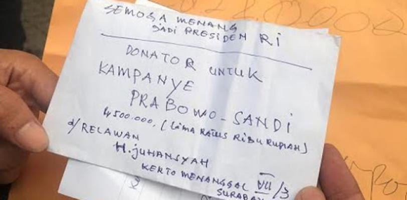 Relawan dari Surabaya Ini Sumbang Dana Kampanye untuk Prabowo-Sandi  
