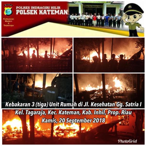 Tiga Unit Rumah Warga di Kateman Ludes Terbakar