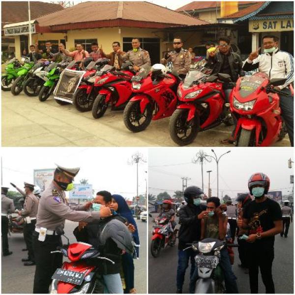 Asap Kembali Muncul, Bhayangkara Motor Baganbatu Bagi Masker