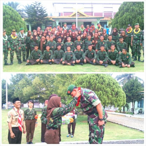 Pramuka Sakawira Kartika Beri Kejutan HUT TNI di Koramil 08/Bagan Sinembah