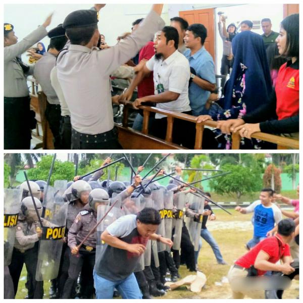 Sidang Pembacaan Pustusan Perkara Pembunuhan Satu Keluarga di PN Rohil Ricuh
