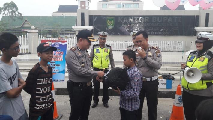 Acara hari car free day kapolres inhil mengajak  masyarakat inhil kampanye pemilu damai