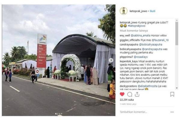  Ngakak, Beredar Foto Pernikahan di SPBU, Pertamina Bilang Begini.. 