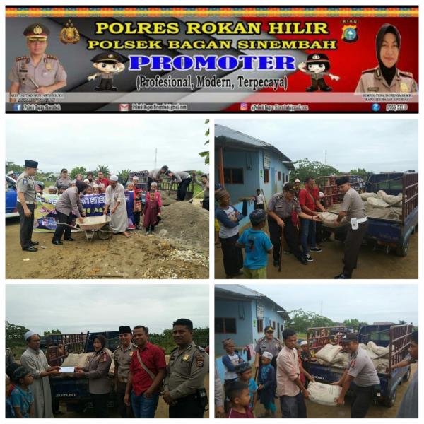 Jumat Sedekah, Jajaran Polsek Bagan Sinembah Bantu Bahan Matrial Ke Ponpes Daarul Muttaqin Bagan Batu 