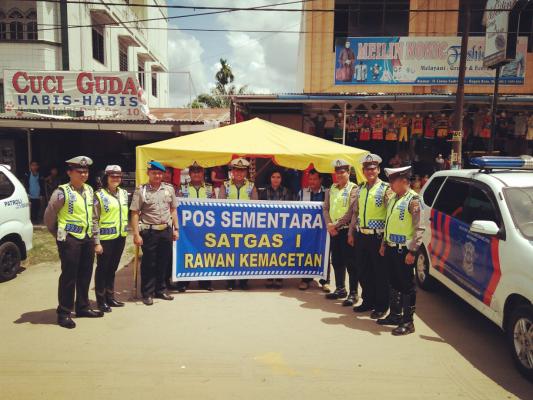 Antisipasi  Macet, Satlantas Polres Rohil Dirikan Posko Sementara di Pajak Lama Bagan Batu