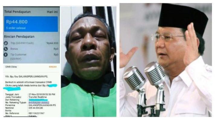 Bercucuran Air Mata, Driver Ojol Sumbang Pendapatannya ke Prabowo-Sandi: Istri dan Anak Saya Ikhlas