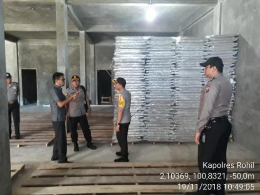 Dalam Rangka Pengamanan, Kapolres Rohil Cek Gudang Logistik Pemilu 2019 ke Kantor KPUD 