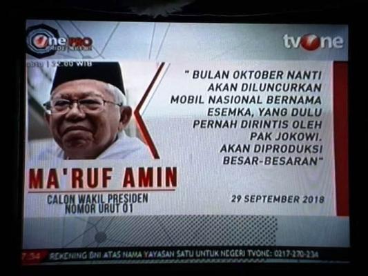 Setelah di Kritik oleh Direktur(IPR)Ujang Komarudin:Kiai Ma ruf Amin Ini Katanya Soal Mobil EsemKa