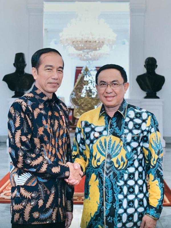 HM Wardan Bupati Inhil Bertemu Presiden Jokowi menyampaikan potensi perkelapaan yang di miliki Inhil