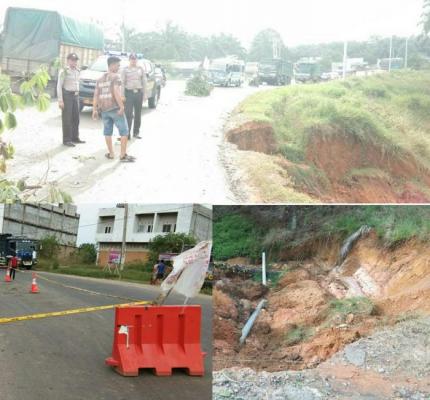 Hati-hati Melintas di Jalan Lintas Riau-Sumut Bagan Sinembah KM 10, Bibir Jalan Longsor