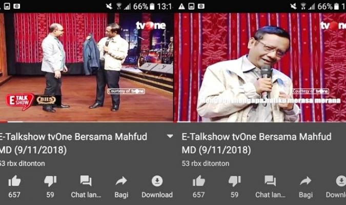 Mahfud MD Pun Bernyanyi Janjimu Dahulu Itu Palsu, Asyiknya Nonton E-Talkshow tvOne