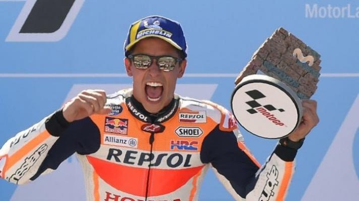 Marc Marquez bertempur dari  urutan ketujuh di grid awal untuk memenangkan MotoGp
