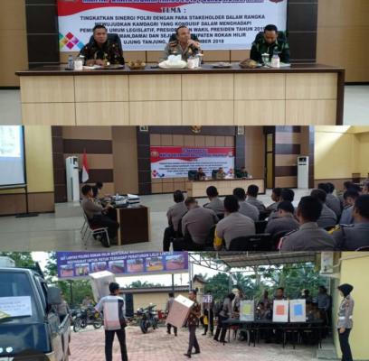 Polres Rohil Gelar Latihan Pra Ops Mantap Brata Muara Takus 2018 Bersama Ketua KPU Dan Ketua Bawaslu 