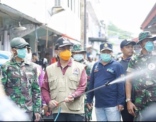 Tim Gugus Tugas Pencegahan Covid-19 Inhil Terus Gelorakan Penyemprotan Disinfektan Cegah Penyebaran Virus Covid 19