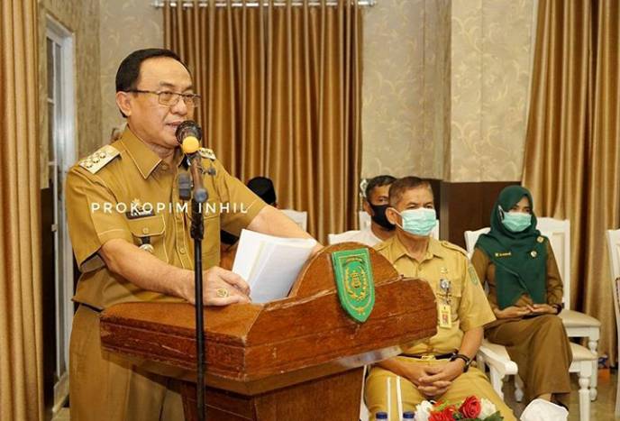 Bupati HM Wardan Vidcon Dengan 19 Kecamatan Di Inhil Tentang Indek Desa Membangun