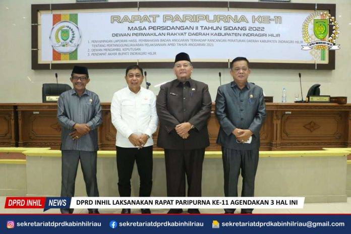 DPRD Inhil Laksanakan Rapat Paripurna ke-11, Agendakan 3 Hal Ini