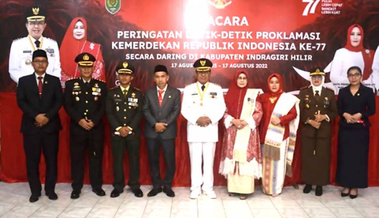 Bupati Inhil Ikuti Peringatan Detik-detik Proklamasi Kemerdekaan RI ke-77 