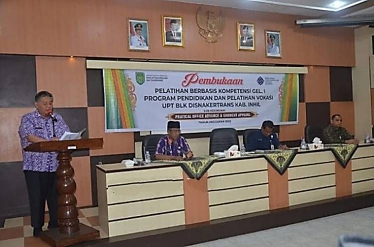 Bupati Inhil Buka Pelatihan Berbasis Kompetensi Gel. 1 Program Pendidikan dan Pelatihan Vokasi UPT BLK Disnakertrans Kab. Inhil