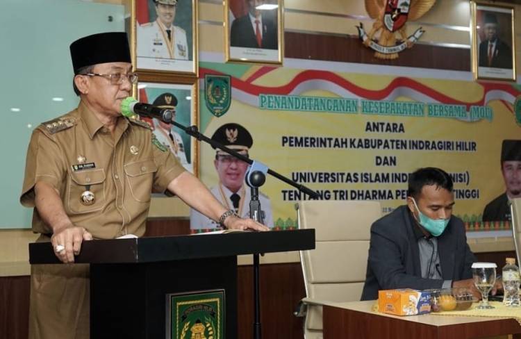 Bupati Inhil HM. Wardan Tandatangani MoU Kerja Sama dengan Unisi