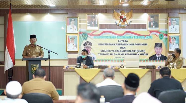 Bupati Inhil HM. Wardan Tandatangani MoU Kerja Sama dengan Unisi