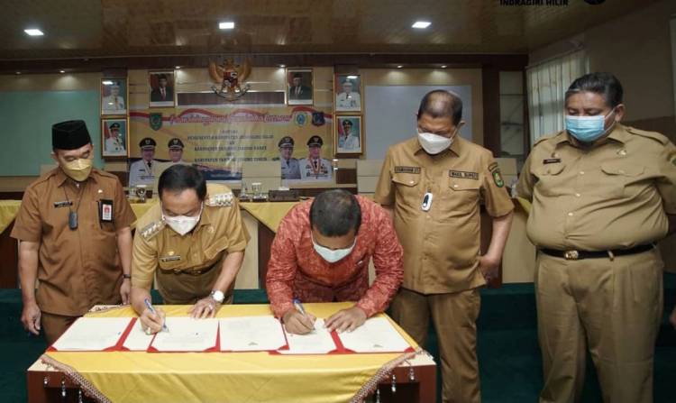 Percepat Konektivitas Hubungan Antar Wilayah Pemkab Inhil Dilaksanakan MoU Dengan Pemkab Tanjabtim dan Tanjab Barat Provinsi Jambi.