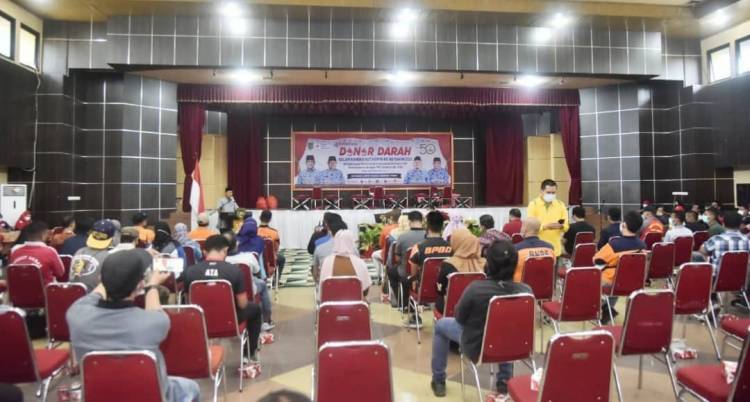 Wabup H.Syamsuddin Uti Membuka Pelaksanaan Baksos Donor Darah oleh Korpri Inhil Dalam Rangka HUT Ke-50 TH 2021.