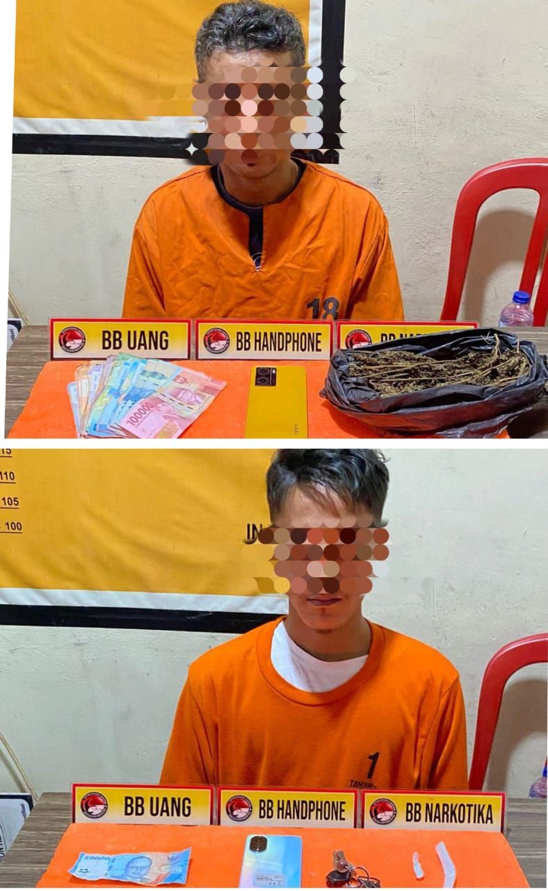 Polisi Bekuk 2 pria Pengguna Narkotika Jenis Ganja Di Kota Tembilahan