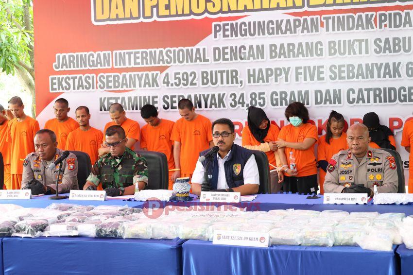 Polda Riau Musnahkan Narkoba Rp 123,7 M Hasil Operasi 3 Bulan