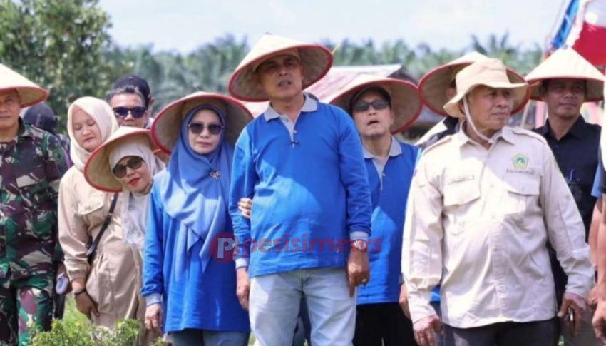 Bupati Inhil Herman dan Ketua TP PKK Hadiri Panen Raya Padi Perdana Tanam Jenis IP