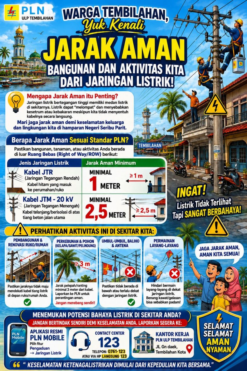 Dua Remaja Tersengat Listrik di Tembilahan, PLN Soroti Pentingnya Jarak Aman Bangunan dari Jaringan Tegangan Menengah