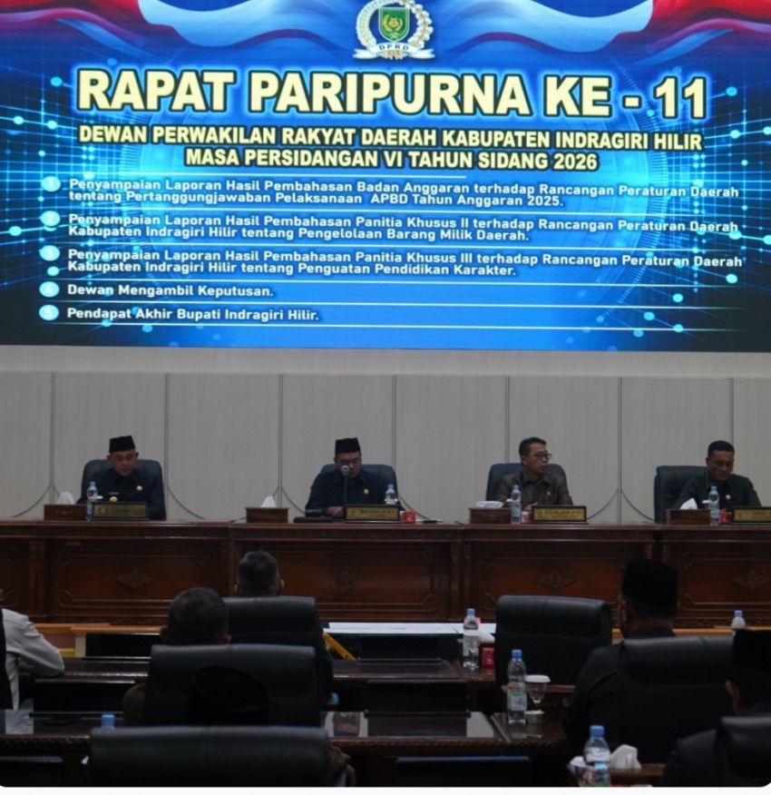 Ketua DPRD Inhil Pimpin Rapat Rapat Paripurna Ke 11 Masa Persidangan VI Tahun 2026