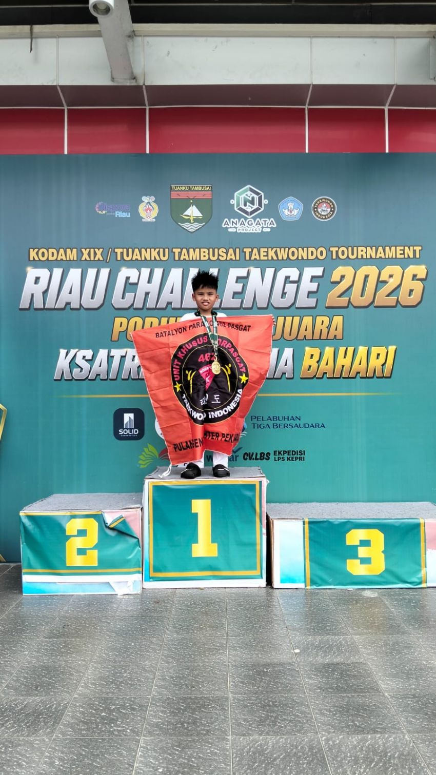 Atlet Muda Binaan Prajurit 462 Pasgat, Waldan Abdillah Rafif, Raih Medali Emas di Ajang Kejuaraan Nasional "RNTC RIAU NATIONAL CHAMPIONSHIP 2026".
