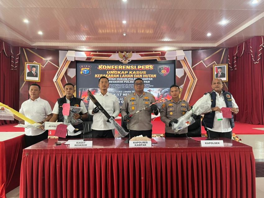 Polres Kampar Ungkap Kasus Karhutla, Empat Pelaku Diamankan dan 17 Hektare Lahan Terbakar